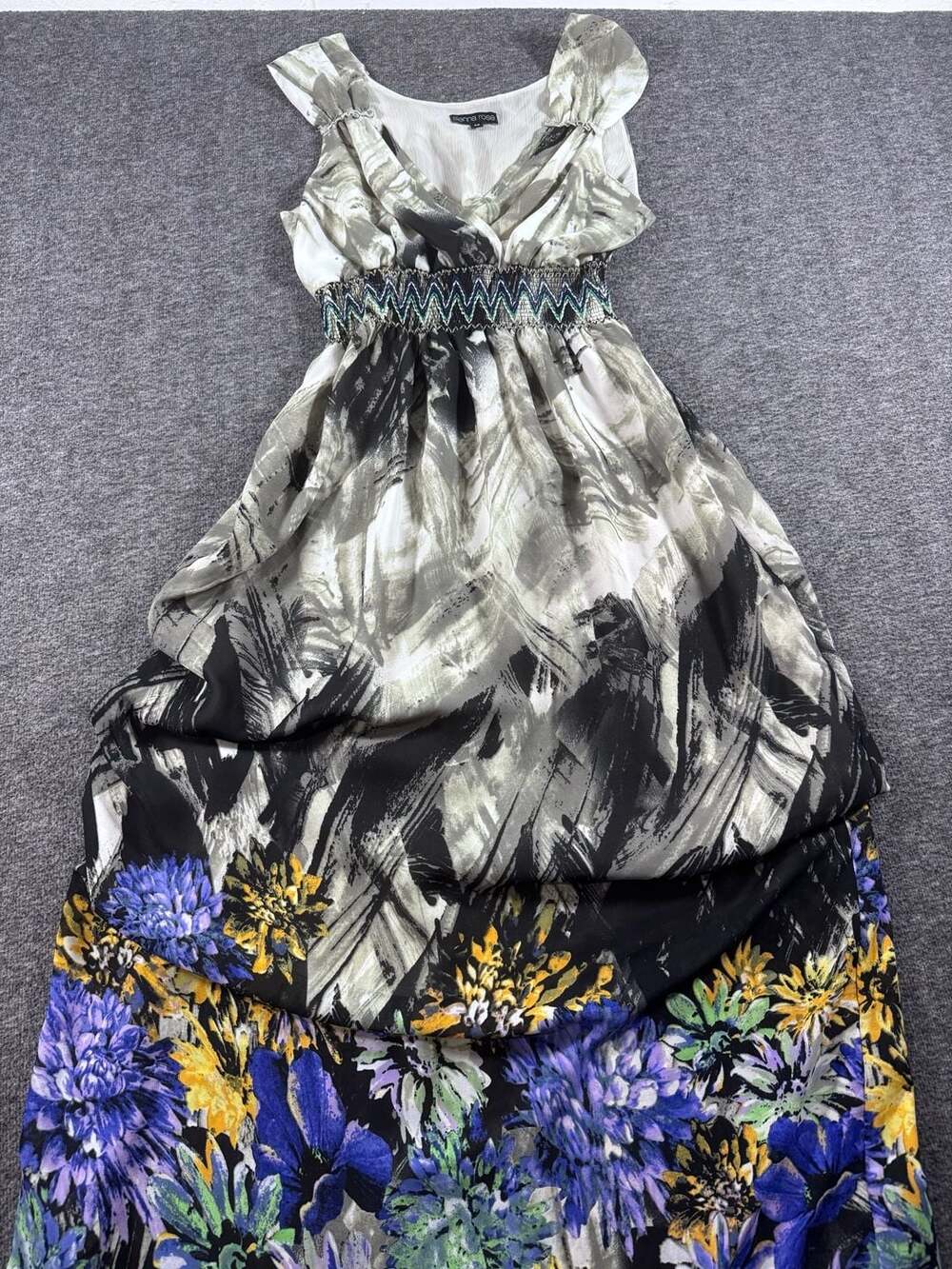 Sienna Rose Floral Abstract Print Sleeveless Maxi Dress